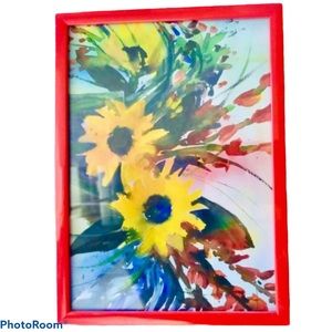 Sunflowers in Frame 5x7 Red Sunflower Diana Madaras Bright Colors Prin…